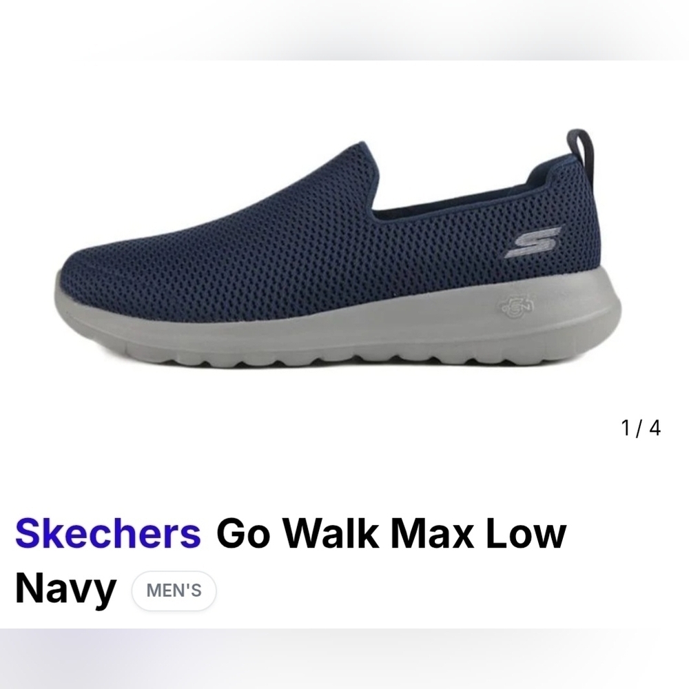 SKECHERS GO WALK MAX LOW SLIP-ON SNEAKERS. SIZE 10.5 NAVY BLUE. MEN'S.